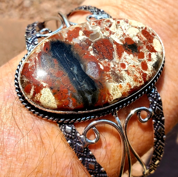 New Jasper 925 Silver Cuff Bracelet. - Picture 14 of 15